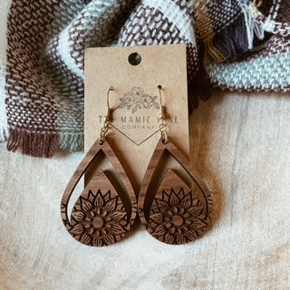 Wood Teardrops with Floral Design