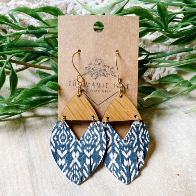 Wood and Leather Swoop Dangles