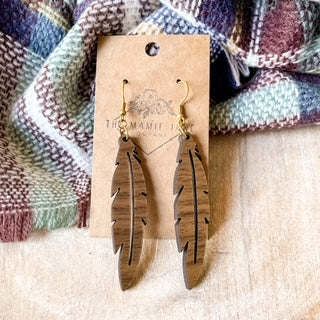 Wood Feather Dangles