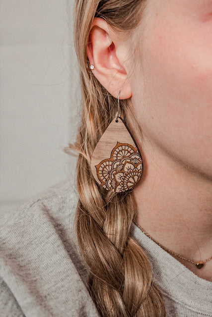Wooden Filigree Tear Drop