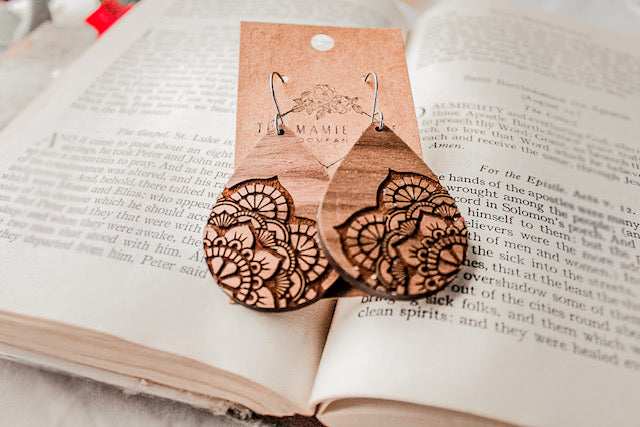 Wooden Filigree Tear Drop